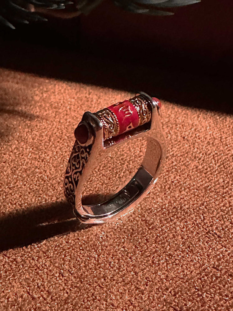 925 Sterling Silver Buddhist Sutra Spinner Ring | Handcrafted Om Mantra Rotating Band
