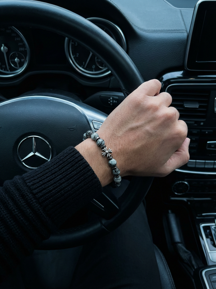 AAA Natural Eagle Eye Hawk Eye Bracelet · 925 Sterling Silver Cross Charm · Handcrafted Protection Bracelet