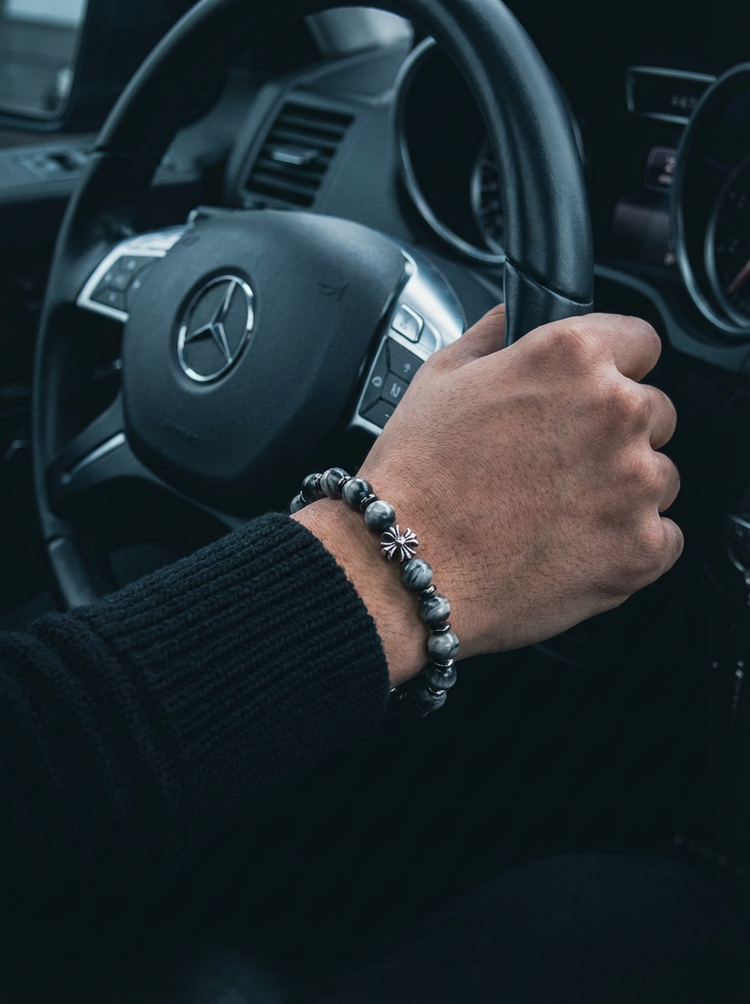 AAA Natural Eagle Eye Hawk Eye Bracelet · 925 Sterling Silver Cross Charm · Handcrafted Protection Bracelet