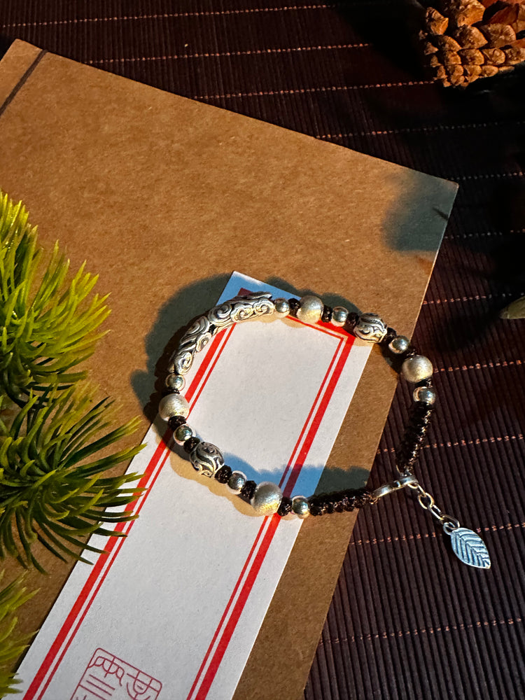 999 Fine Silver Cloud Buddhist Bracelet | Handcrafted Auspicious Cloud Bead Bracelet