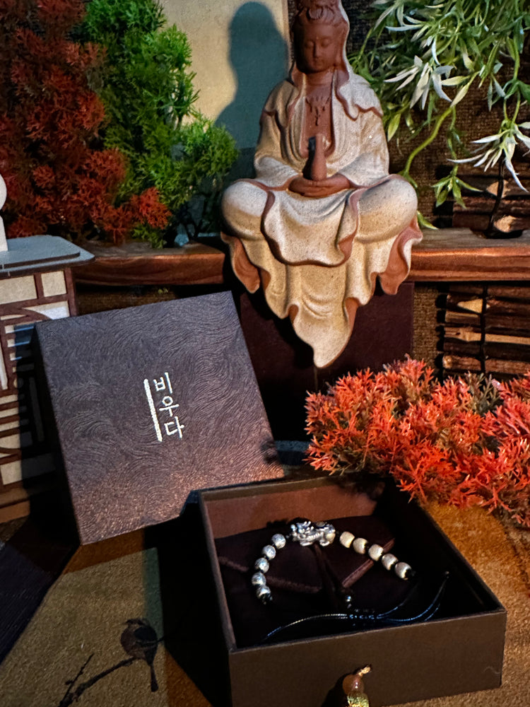 999 Fine Silver Pixiu Buddhist Bangle Bracelet | Handcrafted Wealth Guardian Cuff