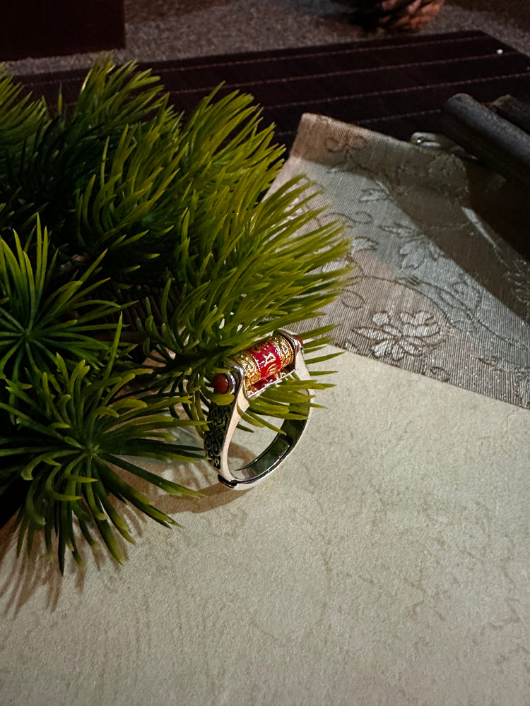 925 Sterling Silver Buddhist Sutra Spinner Ring | Handcrafted Om Mantra Rotating Band