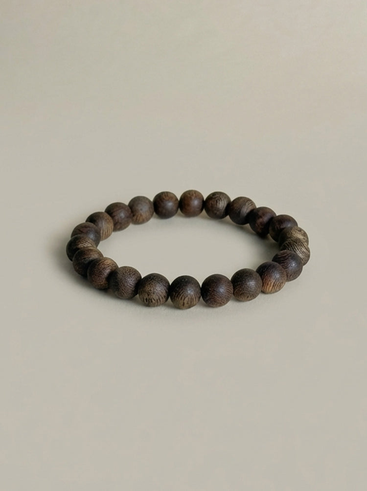 Natural Wild Agarwood Bracelet · Untreated Pure Oud Wood · Buddhist Prayer Bead Mala