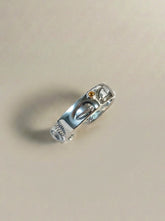 925 Sterling Silver Buddha Face Sutra Ring | Handcrafted Buddhist Mantra Open Band