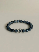 AAA Natural Eagle Eye Hawk Eye Bracelet · 925 Sterling Silver Cross Charm · Handcrafted Protection Bracelet