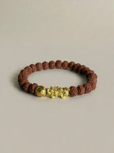 Bodhi Seed Pixiu Bracelet · Gold Plated Charm · Buddhist Prayer Bead Mala · Handcrafted Protection Bracelet