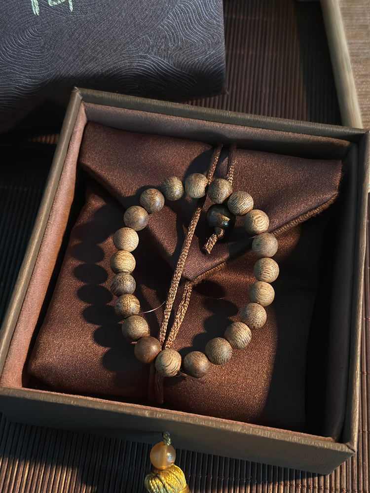 Natural Wild Agarwood Bracelet · Untreated Pure Oud Wood · Buddhist Prayer Bead Mala