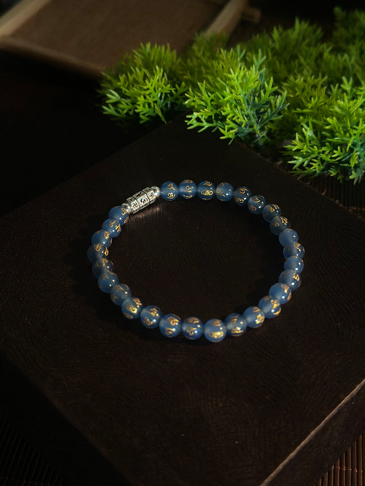 Natural Jade Mantra Bracelet · 925 Silver · Om Mani Padme Hum · Six-Syllable Buddhist Prayer Bead Mala