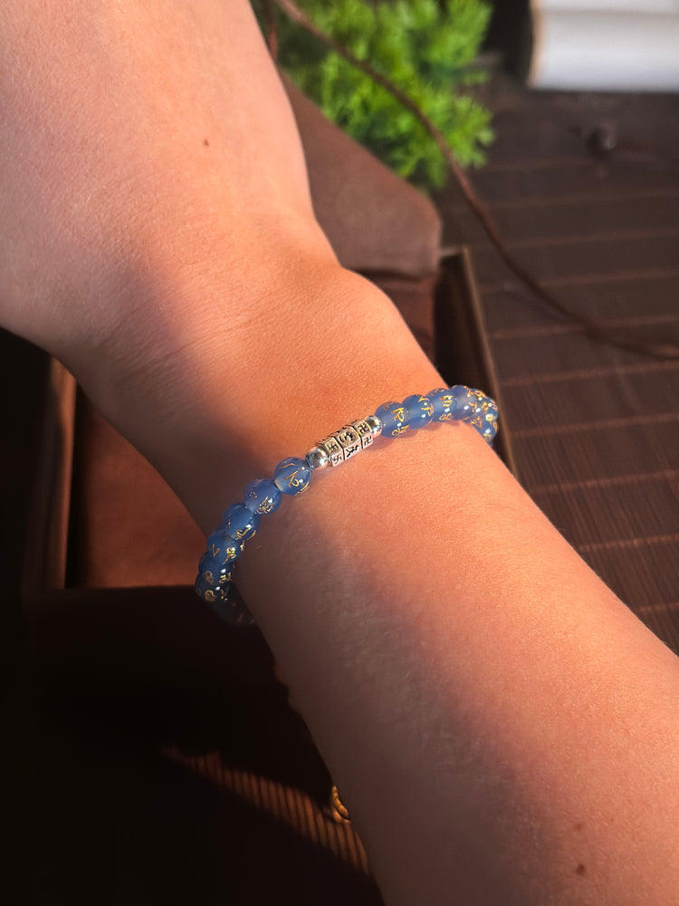Natural Jade Mantra Bracelet · 925 Silver · Om Mani Padme Hum · Six-Syllable Buddhist Prayer Bead Mala