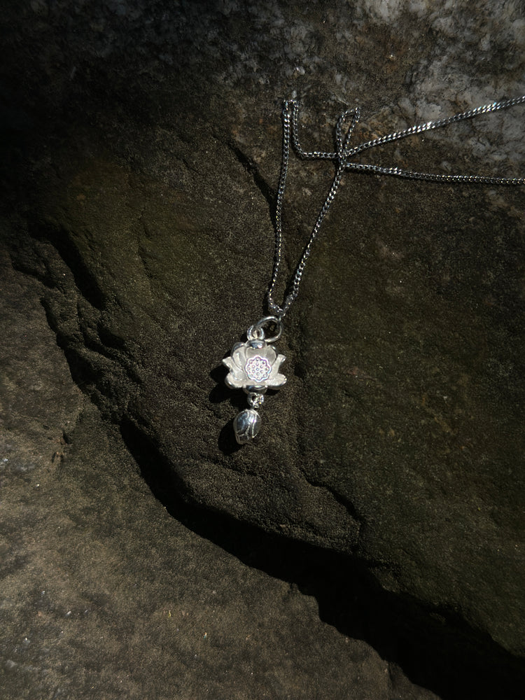 925 Sterling Silver Lotus Pendant Necklace · Handcrafted Buddhist Lotus Chain Necklace